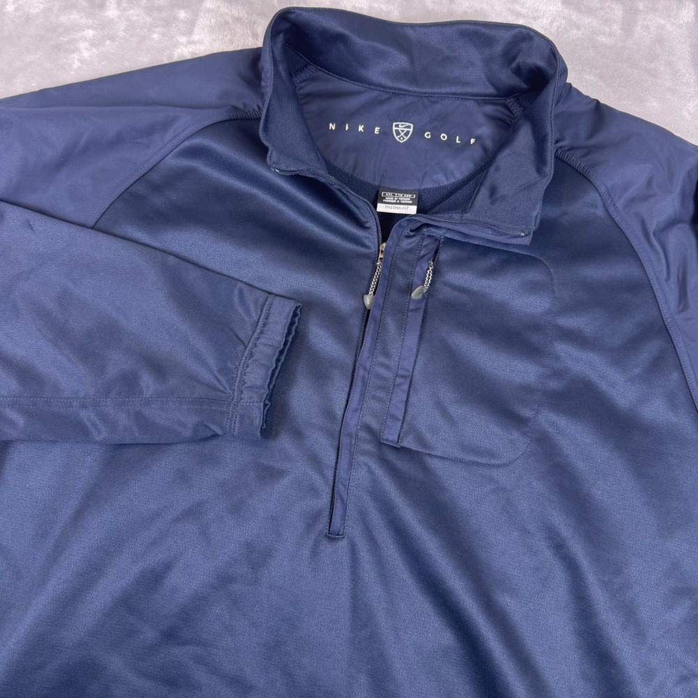 Nike Golf Therma-FIT Quarter-Zip Pullover Navy Blue Men XXL Fleece Lined Jacket*